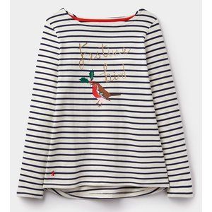 NWT Joules Harbor Print Christmas Bird Jersey Top